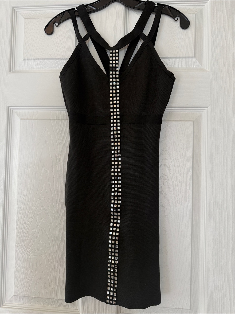 WOW couture Black Mini Dress with Silver Stud Center